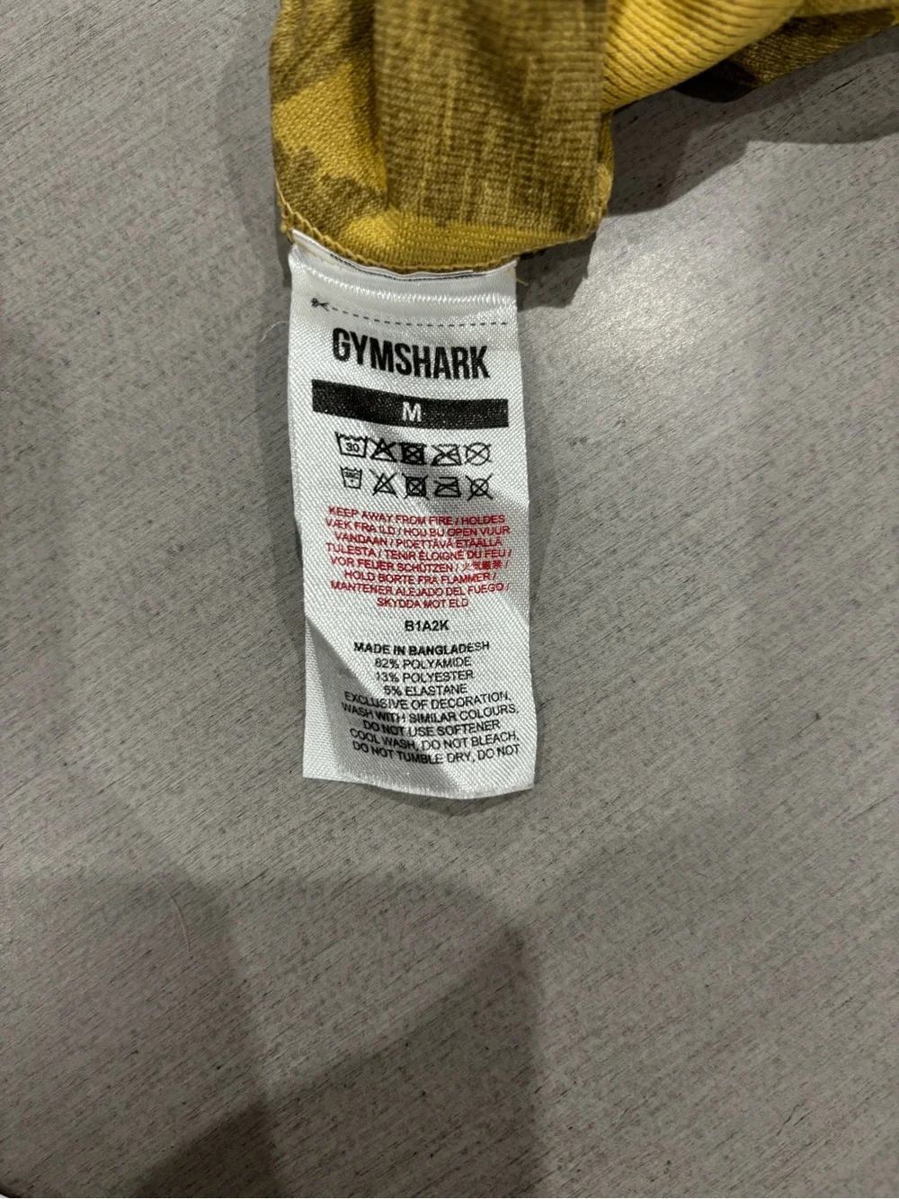 Gymshark elastane polyester 13%